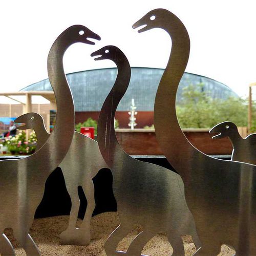 Aluminium-Skulptur - 3 DINOS - Logical Space design - für Außenbereich / Garten / für öffentliche Bereiche