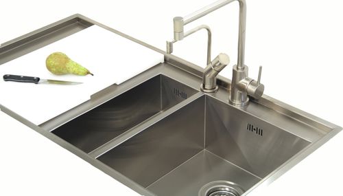 Doppelbeckenspüle - C2BARR01 - ABK InnoVent - mit Abtropffläche / Edelstahl / einbaufähig