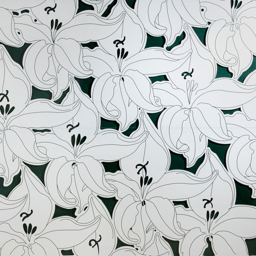 Dekorplatte für Innenausbau - PD022 FLORAL - Decustik - texturiert / 3D / weiß