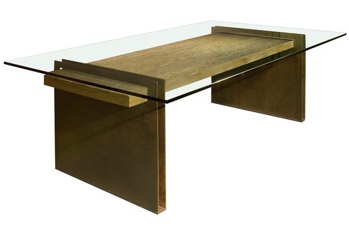 Moderner Tisch - CHAPA METAL BASE - Rotsen Furniture - Glas / rechteckig / aus wiederverwertetem Material