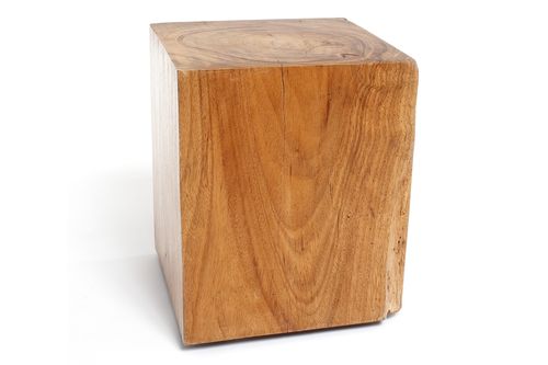 Moderner Hocker - NATURAL SQUARE   - Rotsen Furniture - Holz / mit Mittelfuß / aus wiederverwertetem Material