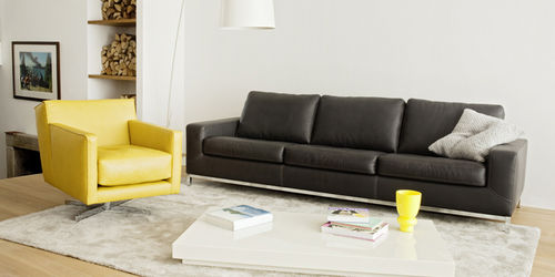 Modernes Sofa - LUCANO - Machalke - Leder / schwarz / 3 Plätze