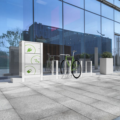 Bodenstehende Fahrradstütze - T-BIKE & T-BOX - BELLITALIA - mit Ladestation / für öffentliche Bereiche / für städtische Bereiche