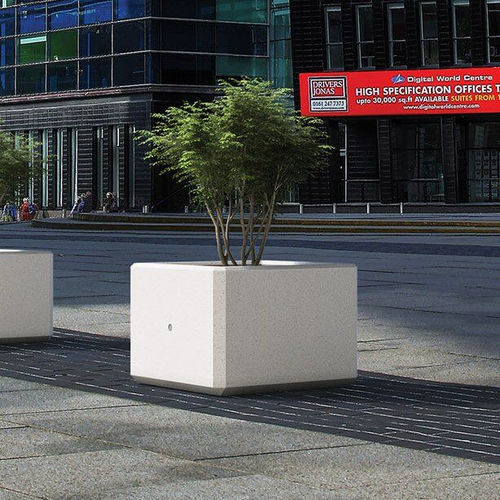 Kunststein-Pflanzkübel - BERRY - BELLITALIA - quadratisch / modern / für öffentliche Bereiche