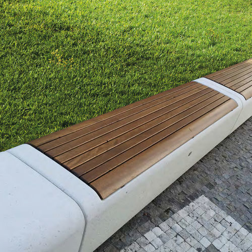Moderne Bank für den öffentlichen Raum - ONDA DW - BELLITALIA - Holz / Kunststein / ohne Rückenlehne