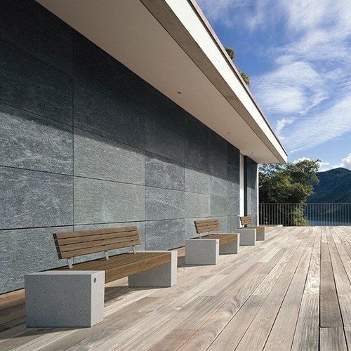 Moderne Bank für den öffentlichen Raum - ERACLEA WS - BELLITALIA - Holz / Kunststein / mit Rückenlehne