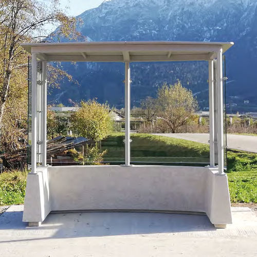 Kunststein-Buswartehalle - MAGNUM EVOLUTION S - BELLITALIA - Glas / pulverbeschichteter Stahl