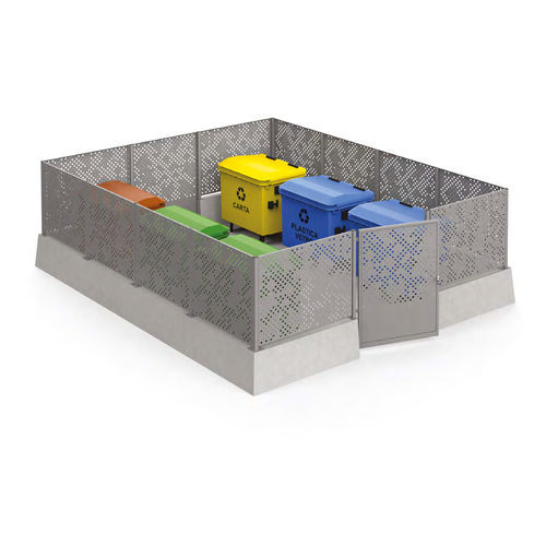 Recyclings-Mülltonnenbox - RETROSCENA MAXI - BELLITALIA - pulverbeschichteter Stahl / Kunststein