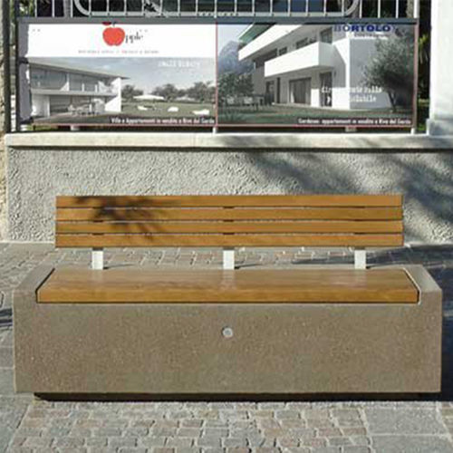 Moderne Bank für den öffentlichen Raum - DEMETRA 2DWS - BELLITALIA - Holz / Kunststein / mit Rückenlehne