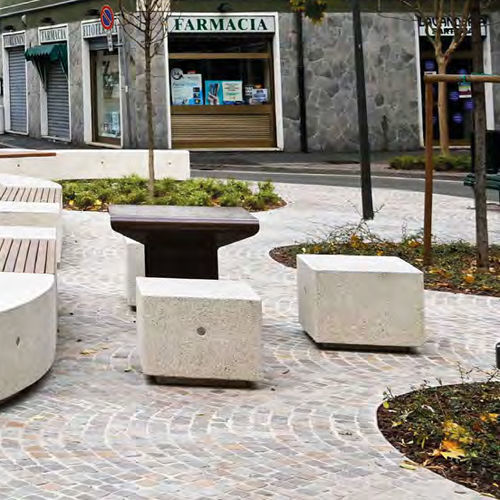 Moderner Hocker - DEMETRA M - BELLITALIA - Kunststein / Gestell aus rekonstruiertem Stein / mit Mittelfuß
