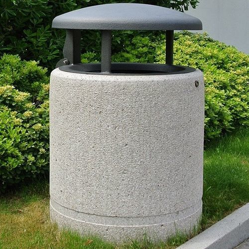 Park-Abfallbehälter - ATLANTE  - BELLITALIA - pulverbeschichteter Stahl / Kunststein / mit Deckel