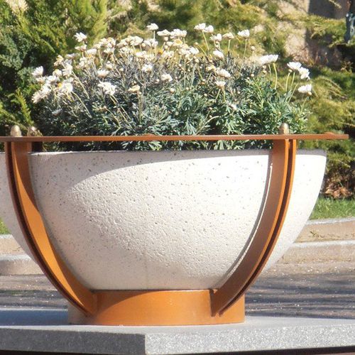 Stahl-Pflanzkübel - MUG - BELLITALIA - Kunststein / rund / modern