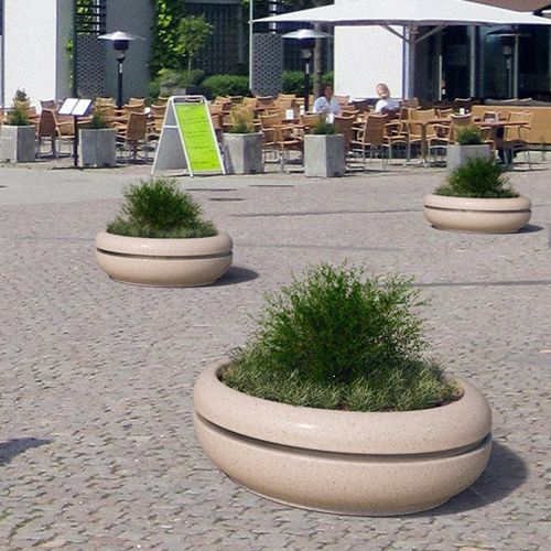 Kunststein-Pflanzkübel - PAWN - BELLITALIA - rund / modern / für öffentliche Bereiche
