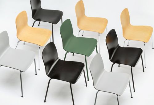 Moderner Stuhl - SLIM M - De Vorm - Eiche / geformtes Sperrholz / Birke