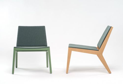 Moderner Kaminsessel - WOOD ME LOUNGER  - De Vorm - Leder / Stoff / Sperrholz