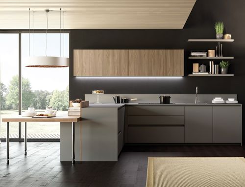 Moderne Küche - MÉNTA_06 - MITON - Holz / HPL / L-förmig