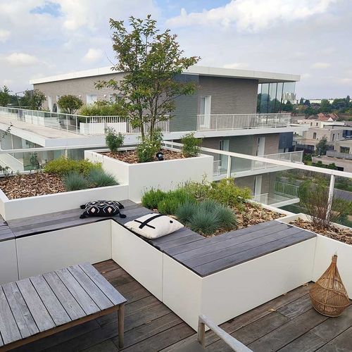 Faserzement-Pflanzkübel - IRM/ICO+ASSBR-T/SAS-C/SAS-COCC - ATELIER SO GREEN - Tropenholz / Ipe / Aluminium
