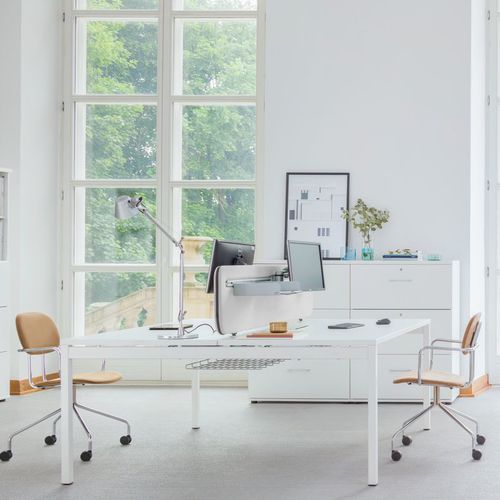 Schreibtisch für Open Space - OGI Y BENCH - MDD - modern / pulverbeschichteter Stahl / melaminbeschichtet