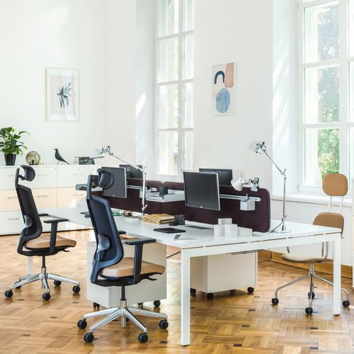Schreibtisch für Open Space - OGI U BENCH - MDD - modern / pulverbeschichteter Stahl / melaminbeschichtet