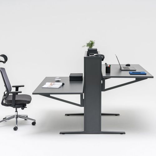 Moderner Schreibtisch - FLOW - MDD - Metall / melaminbeschichtet / höhenverstellbar