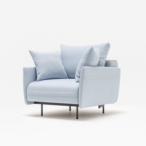 Minimalistischer Sessel - LOTUS  - MDD - Stoff / Holz / mit abnehmbarem Kissen