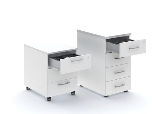 Melaminbeschichteter Schreibtischcontainer - MDD - mit 3 Schubladen / mit 4 Schubladen / auf Rollen