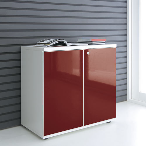 Niedriger Aktenschrank - GLOSS - MDD - hoch / Laminat / mit Flügeltür