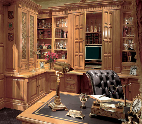 Wandmontiertes Bücherregal - ORNAMENTAL - Clive Christian - klassisch / Holz / maßgefertigt