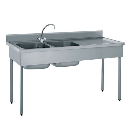 Doppelbeckenspüle - 503 611 - Tournus - mit Abtropffläche / Edelstahl / mit Sockel