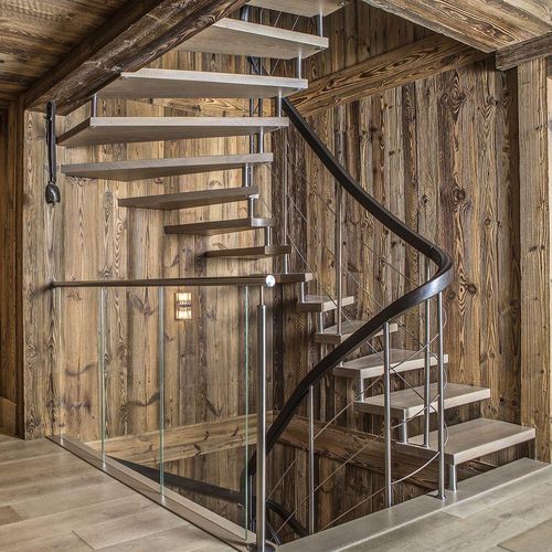 Halbgewendelte Treppe - NOVA - Créateur d'escaliers Treppenmeister - Holzstufen / mit Holzstruktur / für Privatgebrauch