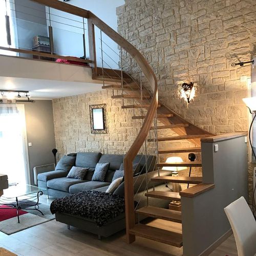 Viertelgewendelte Treppe - NOVA : 5298A - Créateur d'escaliers Treppenmeister - Holzstufen / mit Holzstruktur / für Privatgebrauch