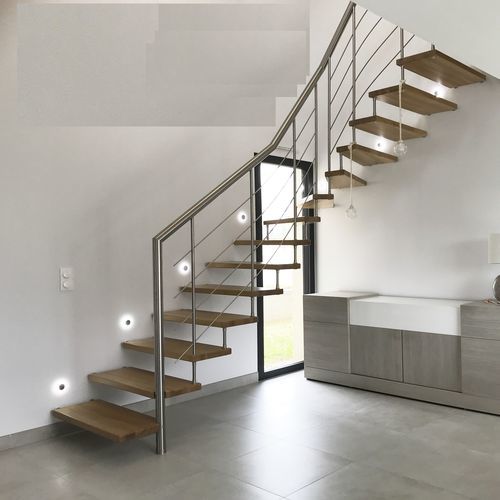 Viertelgewendelte Treppe - JET - Créateur d'escaliers Treppenmeister - Holzstufen / Metall / Holz