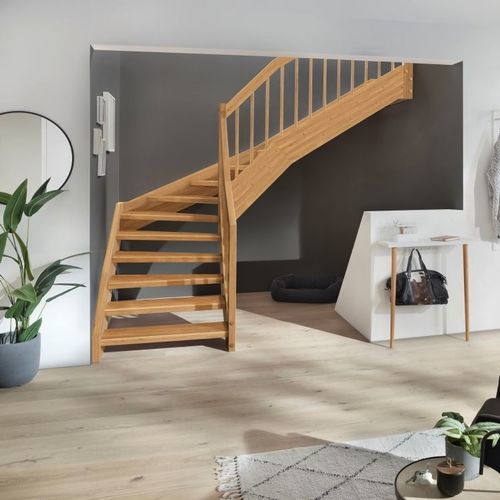 Halbgewendelte Treppe - Créateur d'escaliers Treppenmeister - Holzstufen / Holz / für Privatgebrauch