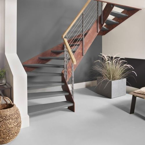 Halbgewendelte Treppe - Créateur d'escaliers Treppenmeister - Holzstufen / Metall / Holz
