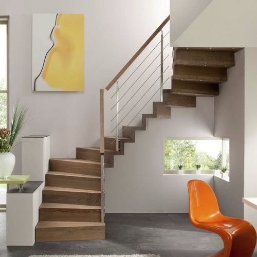 Viertelgewendelte Treppe - 652L - Créateur d'escaliers Treppenmeister - Holzstufen / Holz / für Privatgebrauch