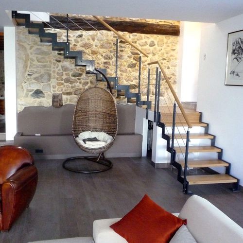 Viertelgewendelte Treppe - FERRO 5025 - Créateur d'escaliers Treppenmeister - Holzstufen / Metall / für Privatgebrauch