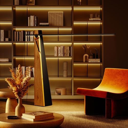 Stehleuchte - ASTOLFO HT - lumen center italia srl - anodisiertes Aluminium / aus lackiertem Stahl / Eiche
