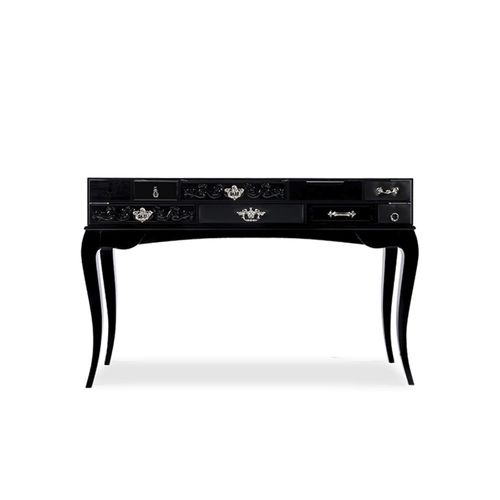 Konsolentisch / originelles Design - YORK  - BOCA DO LOBO - lackiertes Holz / Hartglas / Leder
