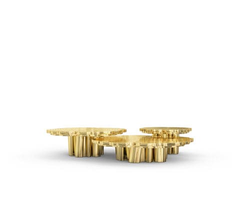 Satztisch / originelles Design - FORTUNA - BOCA DO LOBO - poliertes Messing / Gestell aus poliertem Messing / rund
