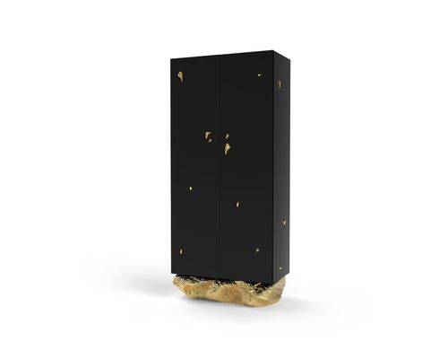 Boden-Ablagemöbel - ANGRA - BOCA DO LOBO - modern / lackiertes Holz / Messing