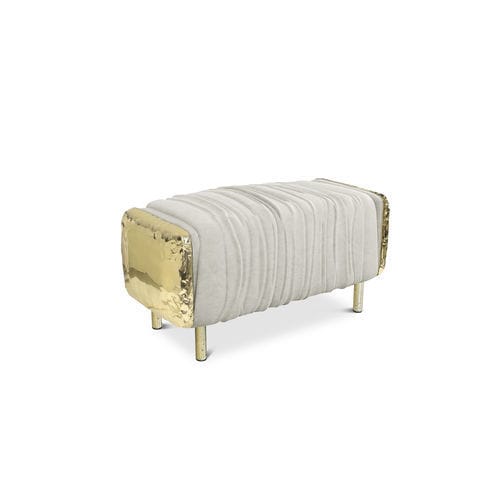 Moderne Ottomane - IMPERFECTIO - BOCA DO LOBO - Stoff / Leder / poliertes Messing
