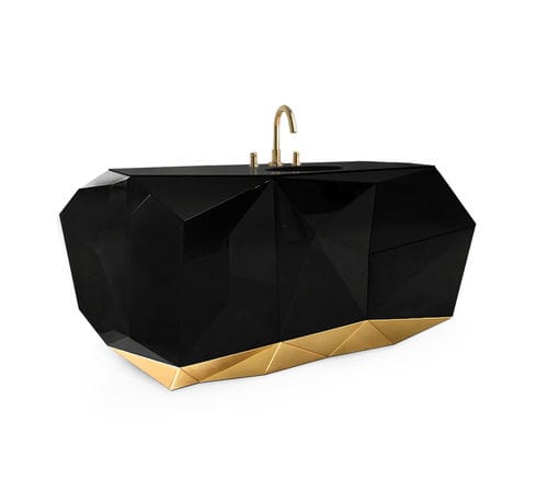 Freistehender Waschtisch-Unterschrank - DIAMOND - BOCA DO LOBO - lackiertes Holz / blattvergoldetes Holz / lackiertes Holz