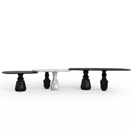 Esstisch / originelles Design - PIETRA - BOCA DO LOBO - Marmor / Gestell aus Marmor / mit Mittelfuß