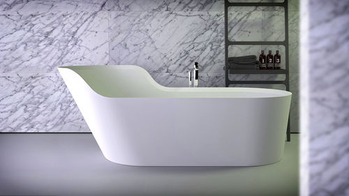 Ovale Badewanne - GLOW LEFT - KNIEF & CO. GmbH - freistehend / Mineralwerkstoff / weiß