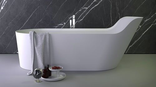 Ovale Badewanne - PEARL HIGHBACK - KNIEF & CO. GmbH - freistehend / Mineralwerkstoff / weiß