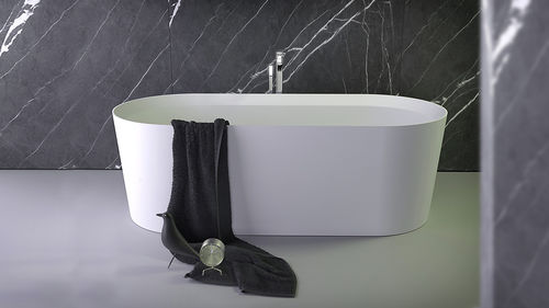 Ovale Badewanne - PEARL LOW - KNIEF & CO. GmbH - freistehend / Mineralwerkstoff / weiß
