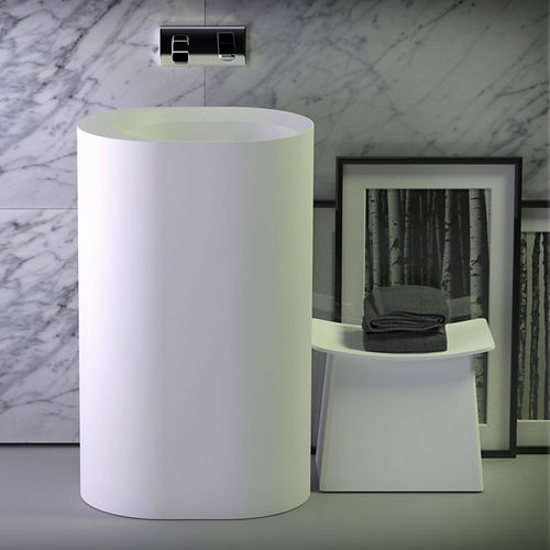Bodenstehendes Waschbecken - GLOW - KNIEF & CO. GmbH - Mineralwerkstoff / oval / modern