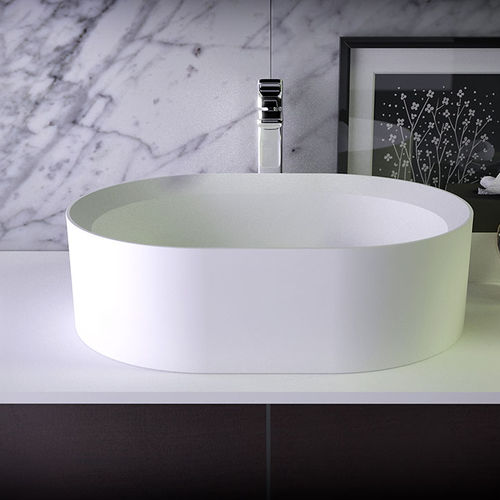 Aufsatzwaschbecken - GLOW - KNIEF & CO. GmbH - Mineralwerkstoff / oval / modern