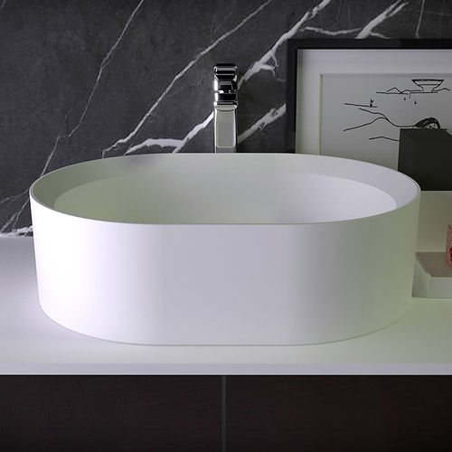 Aufsatzwaschbecken - PEARL - KNIEF & CO. GmbH - Mineralwerkstoff / oval / modern