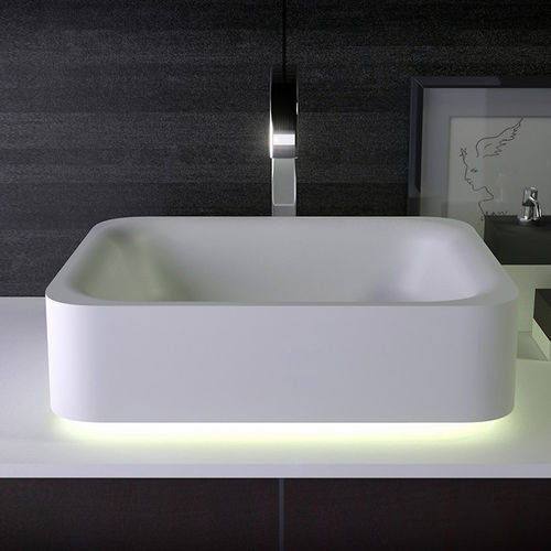 Aufsatzwaschbecken - SHINE - KNIEF & CO. GmbH - Mineralwerkstoff / rechteckig / modern